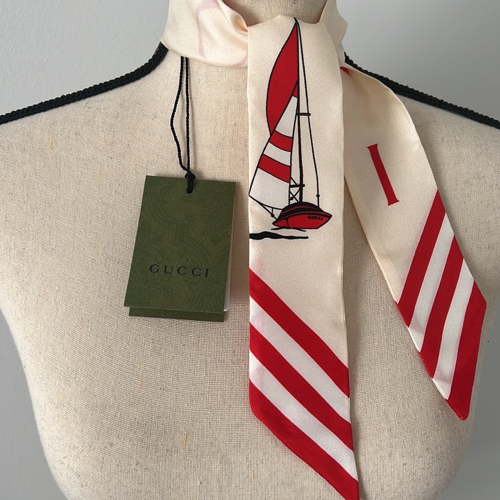 Gucci Nautical Cream and Red Scarf - Picture 2 of 7